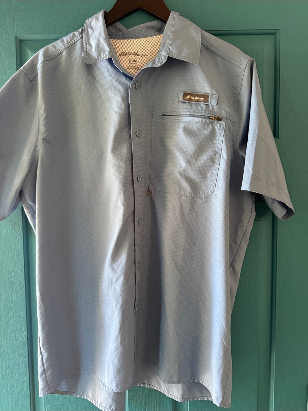 Eddie Bauer Light Blue Short-Sleeve Button-Down Shirt